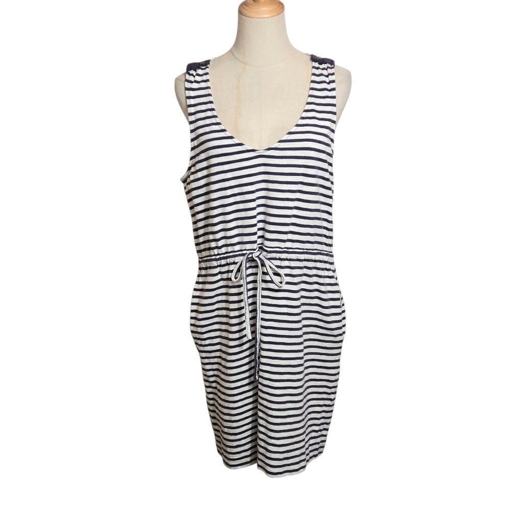 J. Crew Navy and White Striped Beach Dress